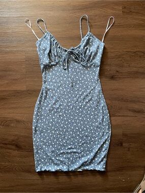 Lovely Day Blue Floral Tie-Front Mini Dress